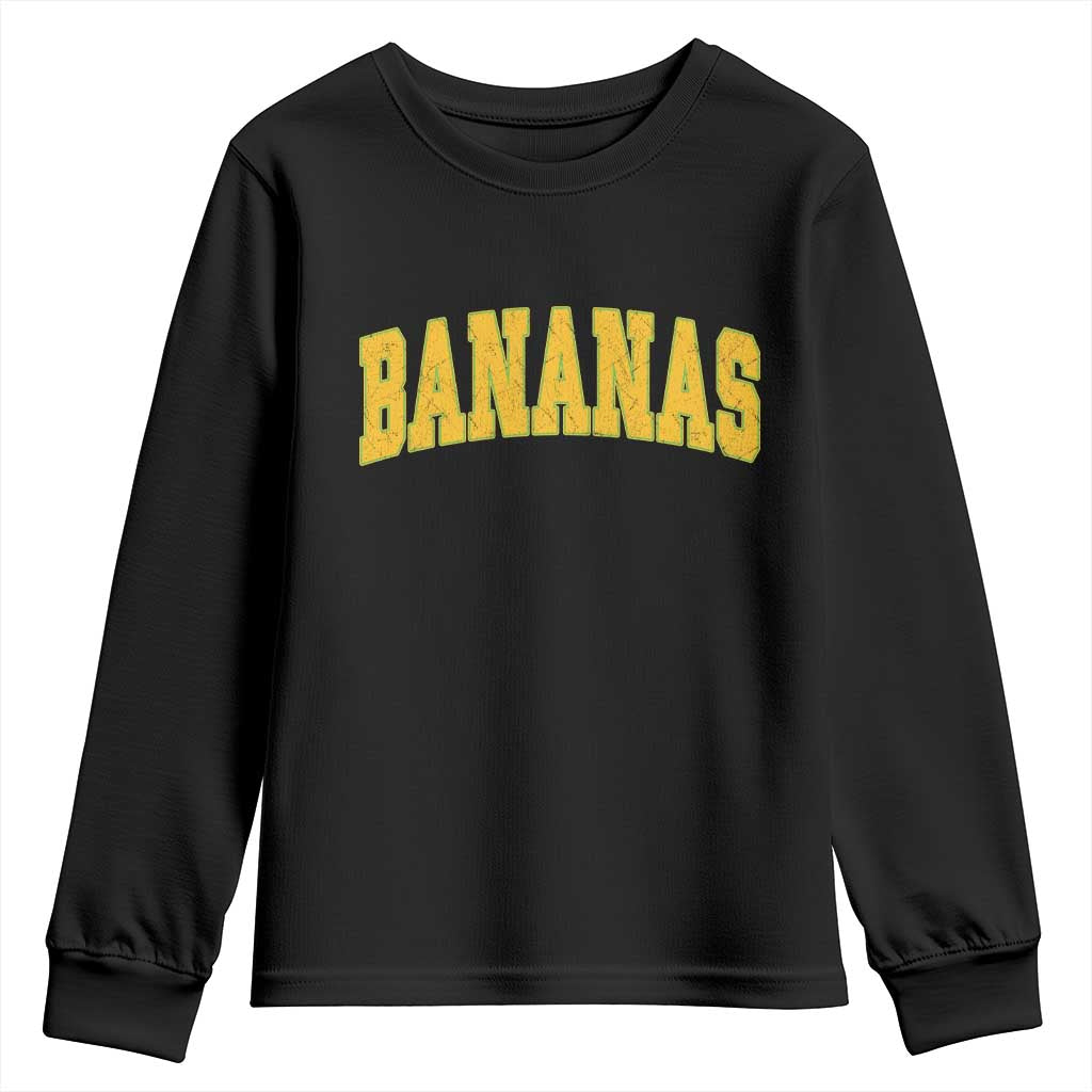 Funny Retro Bananas Youth Sweatshirt Vintage Banana Gifts Yellow Varsity - Wonder Print Shop