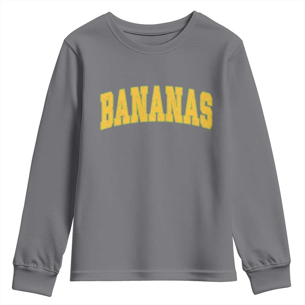 Funny Retro Bananas Youth Sweatshirt Vintage Banana Gifts Yellow Varsity - Wonder Print Shop