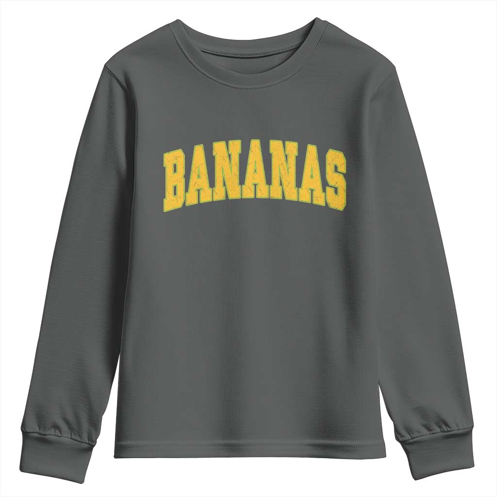 Funny Retro Bananas Youth Sweatshirt Vintage Banana Gifts Yellow Varsity - Wonder Print Shop