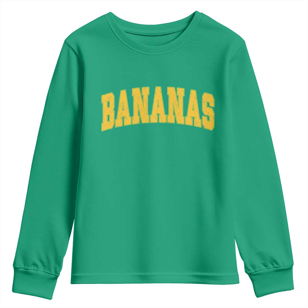 Funny Retro Bananas Youth Sweatshirt Vintage Banana Gifts Yellow Varsity - Wonder Print Shop