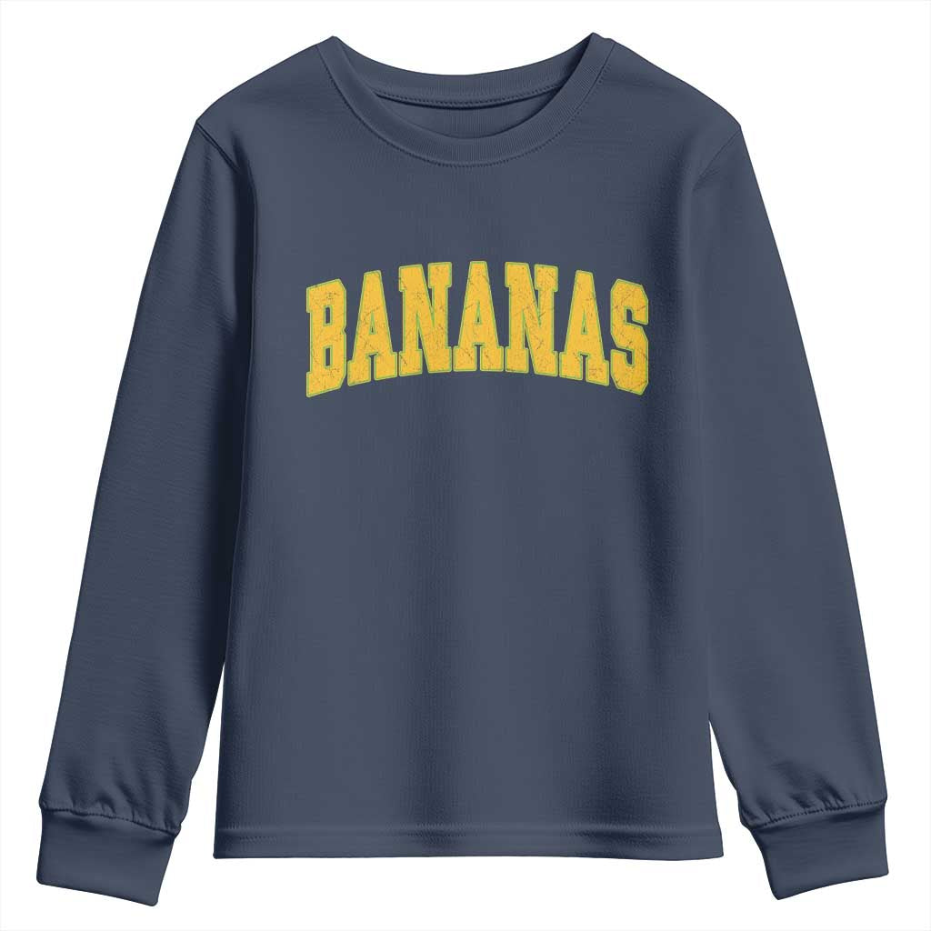 Funny Retro Bananas Youth Sweatshirt Vintage Banana Gifts Yellow Varsity - Wonder Print Shop