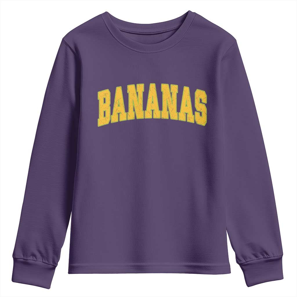 Funny Retro Bananas Youth Sweatshirt Vintage Banana Gifts Yellow Varsity - Wonder Print Shop