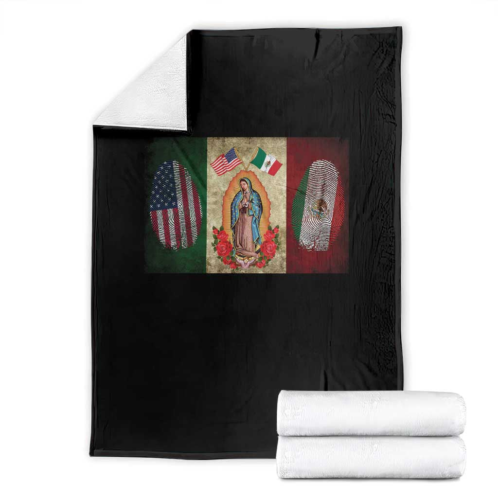 Mexico Flag Throw Blanket Virgin Mary Mexican American Patriotic Mexican Roots - Wonder Print Shop