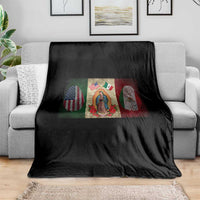 Mexico Flag Throw Blanket Virgin Mary Mexican American Patriotic Mexican Roots - Wonder Print Shop