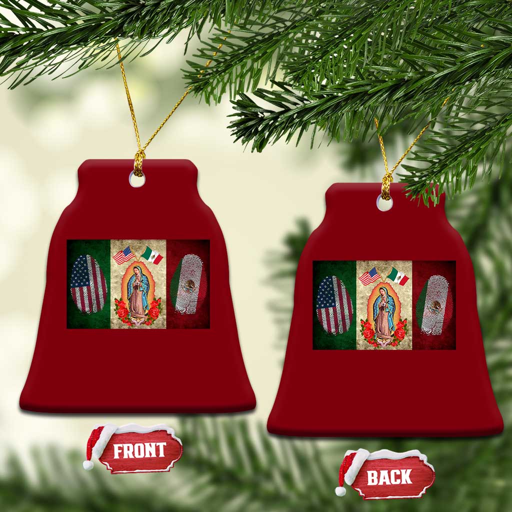 Mexico Flag Ceramic Ornament Virgin Mary Mexican American Patriotic Mexican Roots - Wonder Print Shop