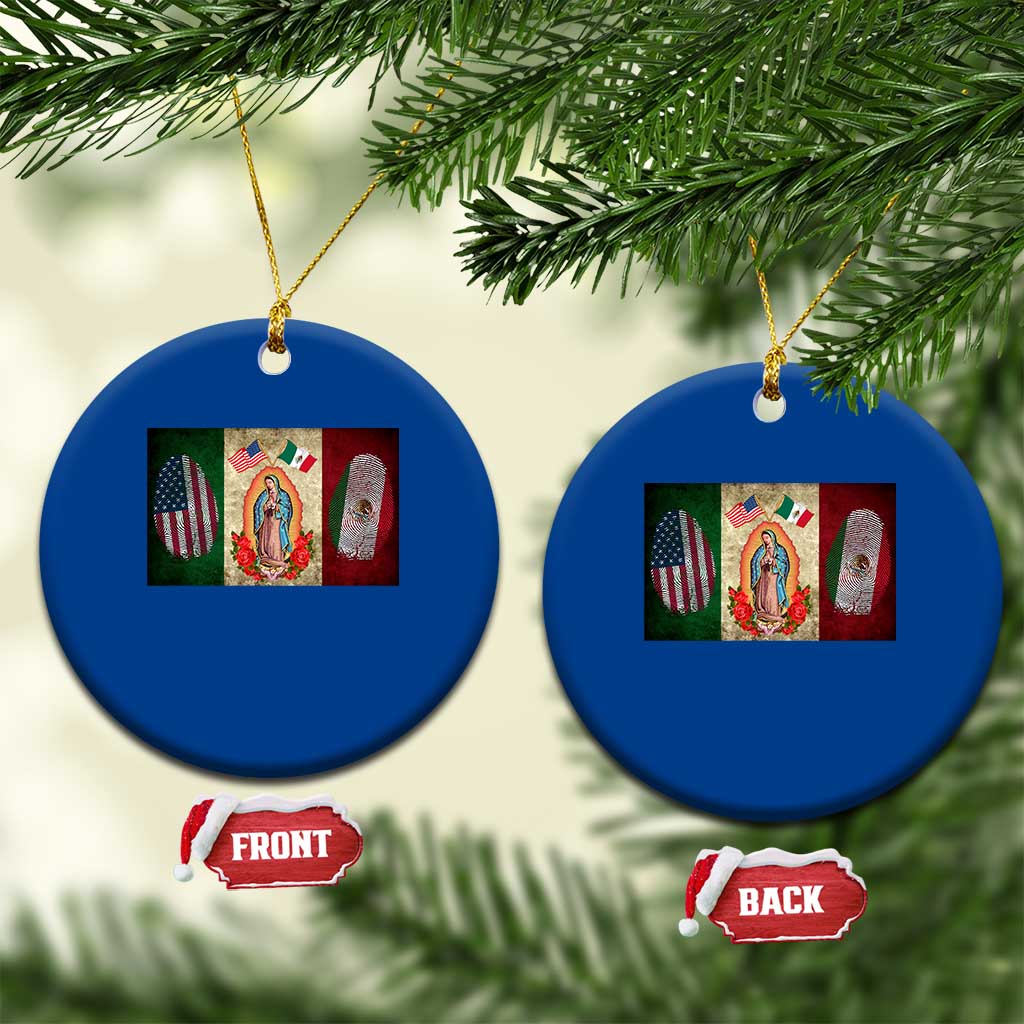 Mexico Flag Ceramic Ornament Virgin Mary Mexican American Patriotic Mexican Roots - Wonder Print Shop