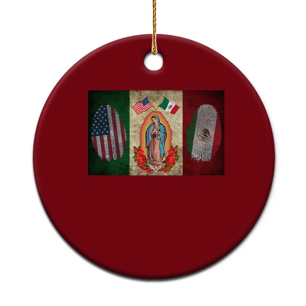 Mexico Flag Ceramic Ornament Virgin Mary Mexican American Patriotic Mexican Roots - Wonder Print Shop