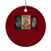 Mexico Flag Ceramic Ornament Virgin Mary Mexican American Patriotic Mexican Roots - Wonder Print Shop