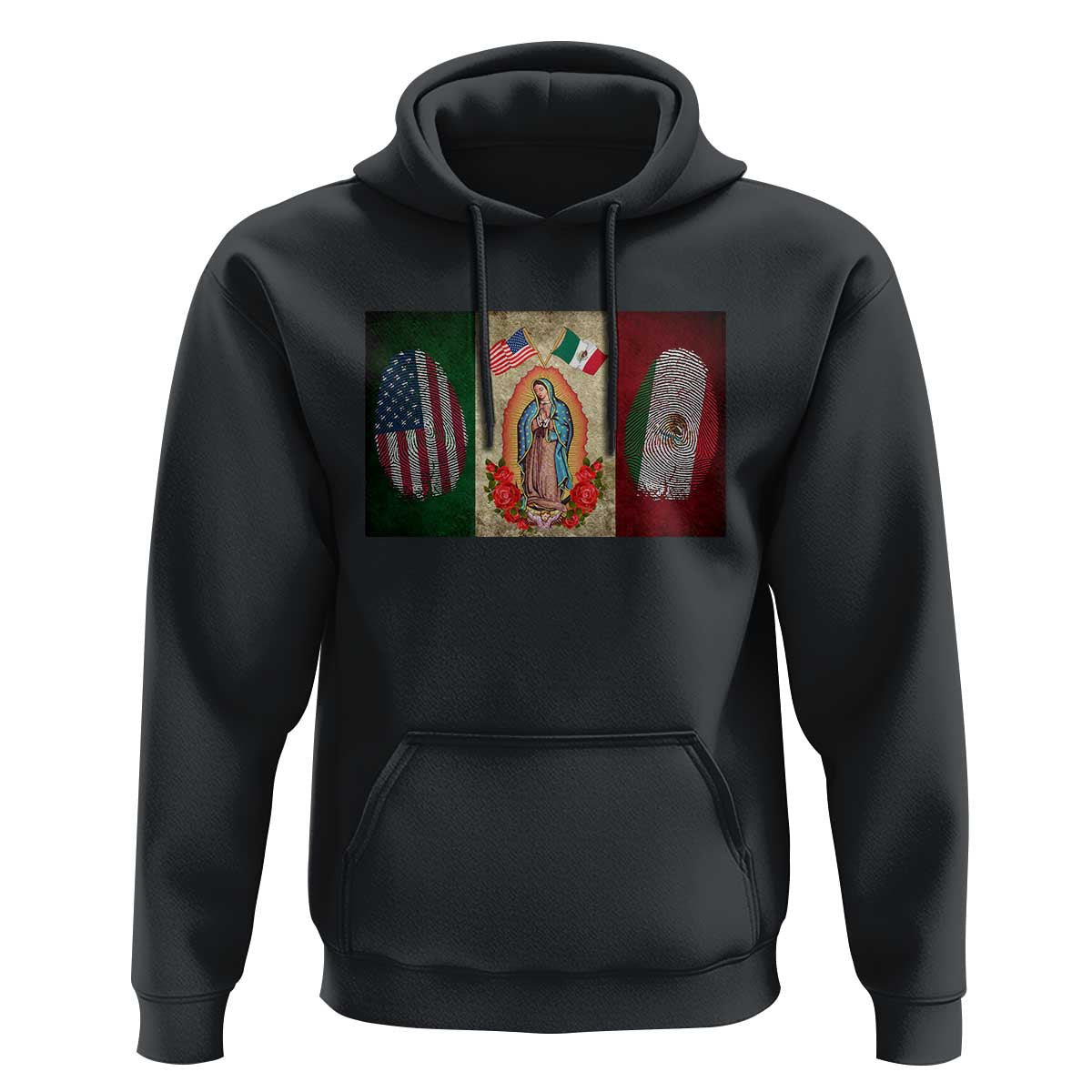 Mexico Flag Hoodie Virgin Mary Mexican American Patriotic Mexican Roots - Wonder Print Shop