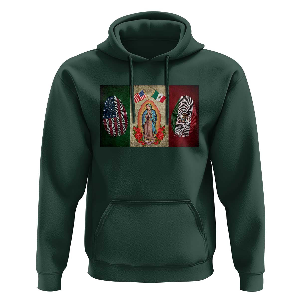 Mexico Flag Hoodie Virgin Mary Mexican American Patriotic Mexican Roots - Wonder Print Shop