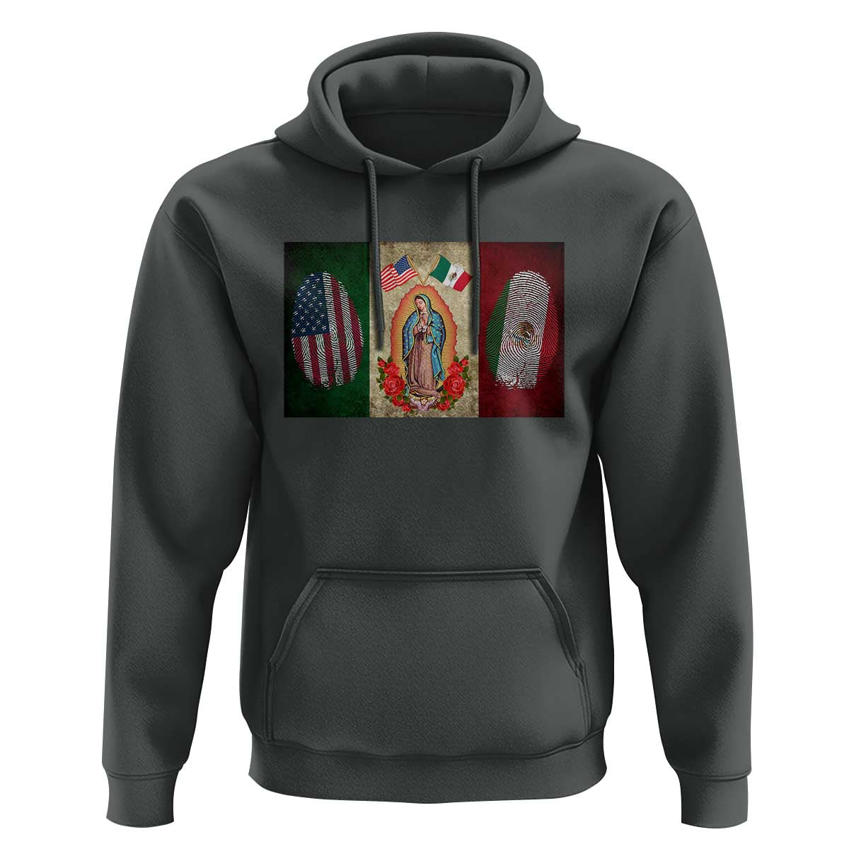 Mexico Flag Hoodie Virgin Mary Mexican American Patriotic Mexican Roots - Wonder Print Shop