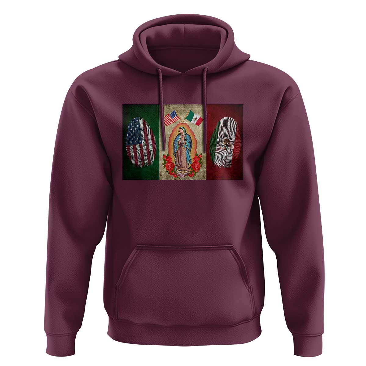 Mexico Flag Hoodie Virgin Mary Mexican American Patriotic Mexican Roots - Wonder Print Shop