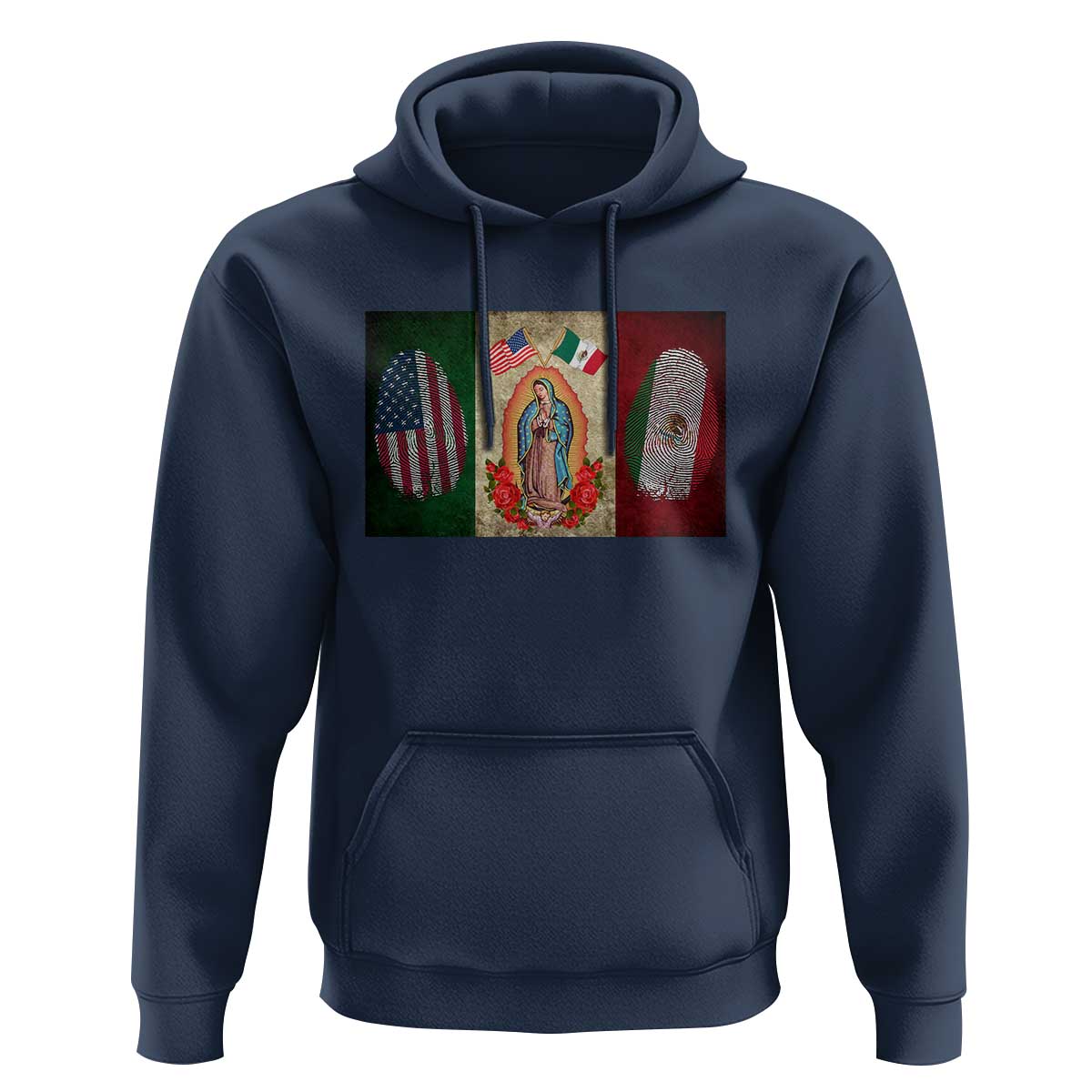 Mexico Flag Hoodie Virgin Mary Mexican American Patriotic Mexican Roots - Wonder Print Shop