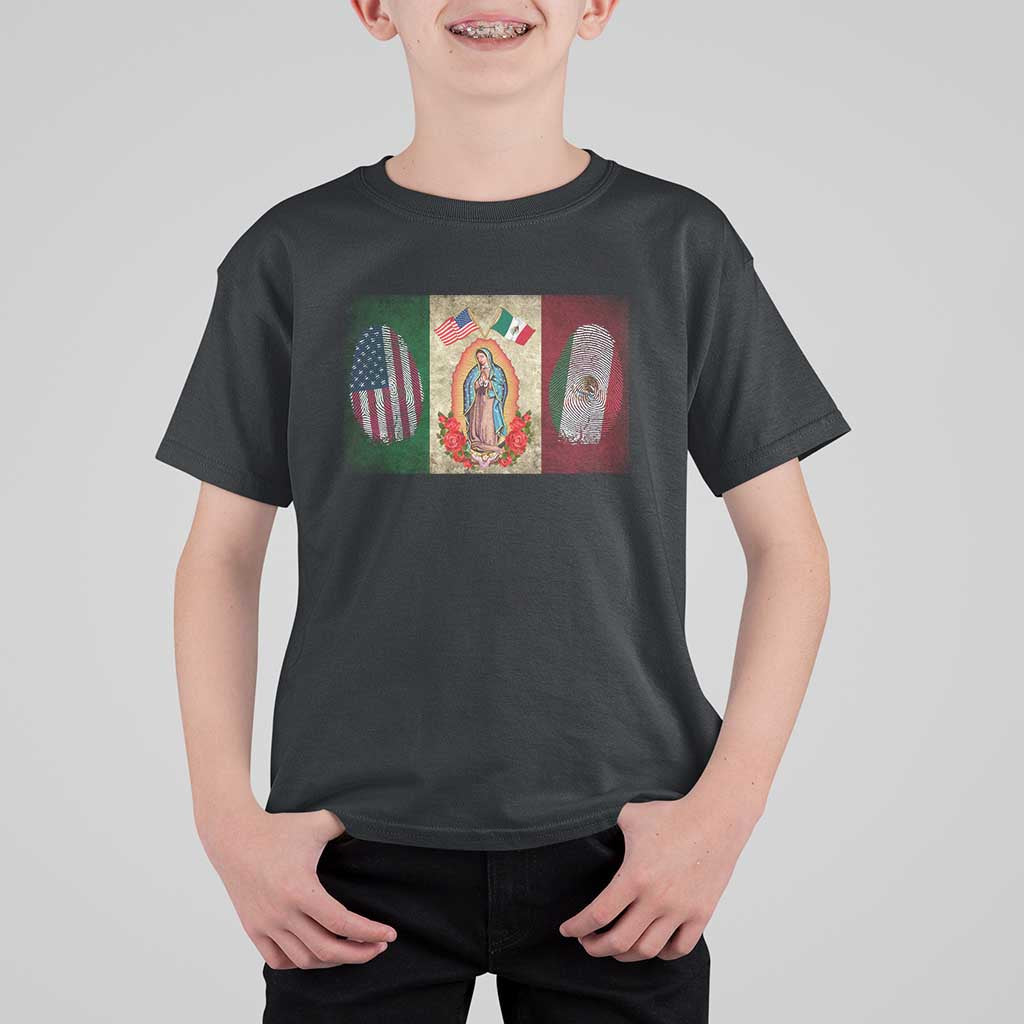 Mexico Flag T Shirt For Kid Virgin Mary Mexican American Patriotic Mexican Roots - Wonder Print Shop