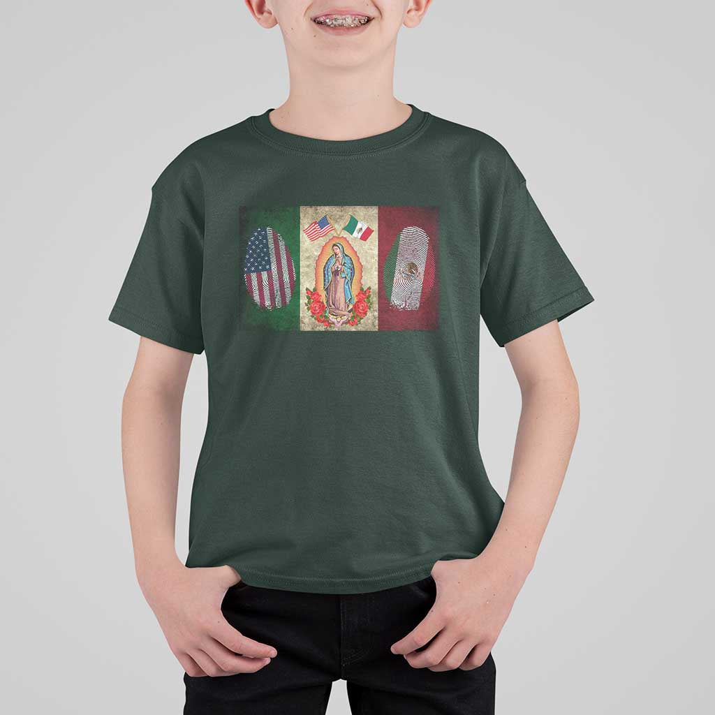 Mexico Flag T Shirt For Kid Virgin Mary Mexican American Patriotic Mexican Roots - Wonder Print Shop