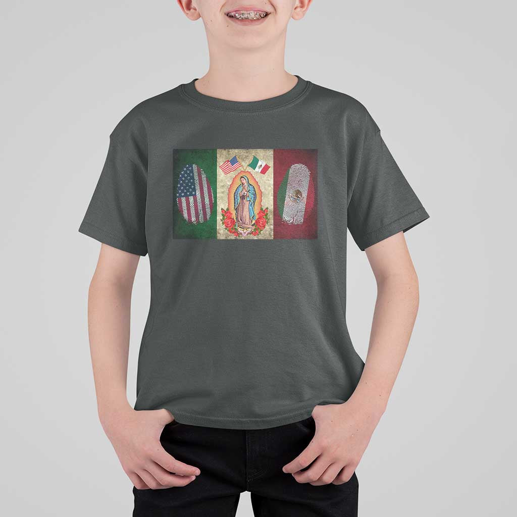 Mexico Flag T Shirt For Kid Virgin Mary Mexican American Patriotic Mexican Roots - Wonder Print Shop