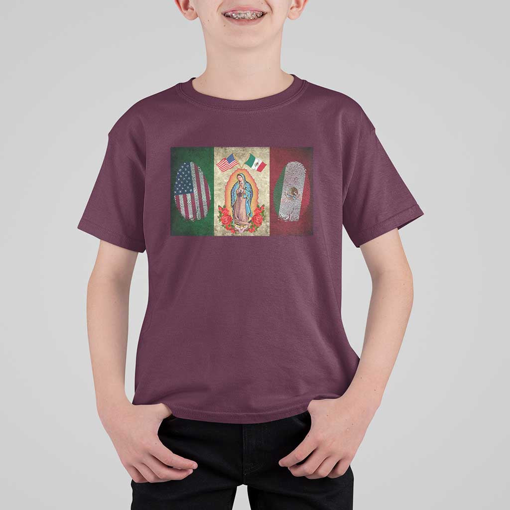 Mexico Flag T Shirt For Kid Virgin Mary Mexican American Patriotic Mexican Roots - Wonder Print Shop