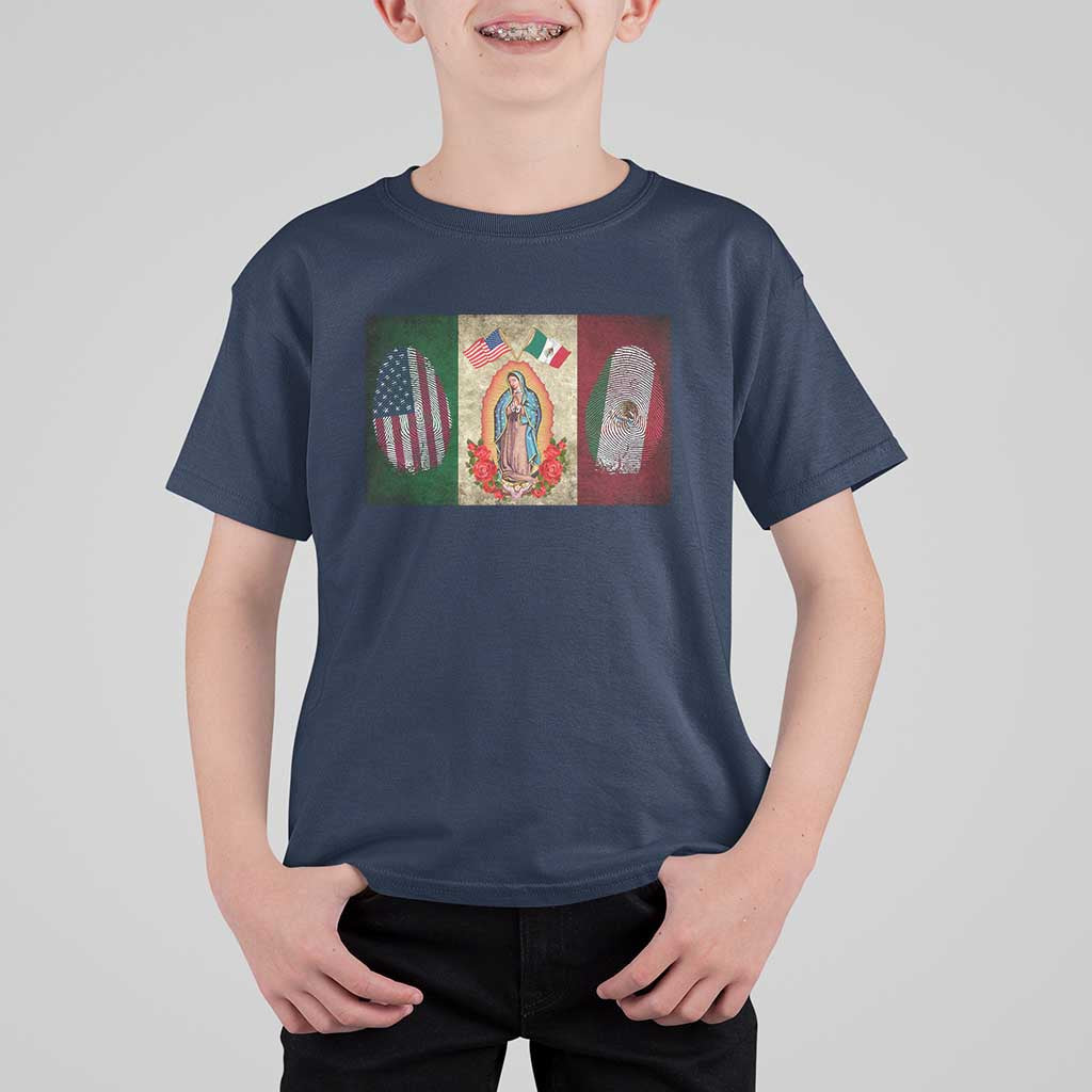 Mexico Flag T Shirt For Kid Virgin Mary Mexican American Patriotic Mexican Roots - Wonder Print Shop