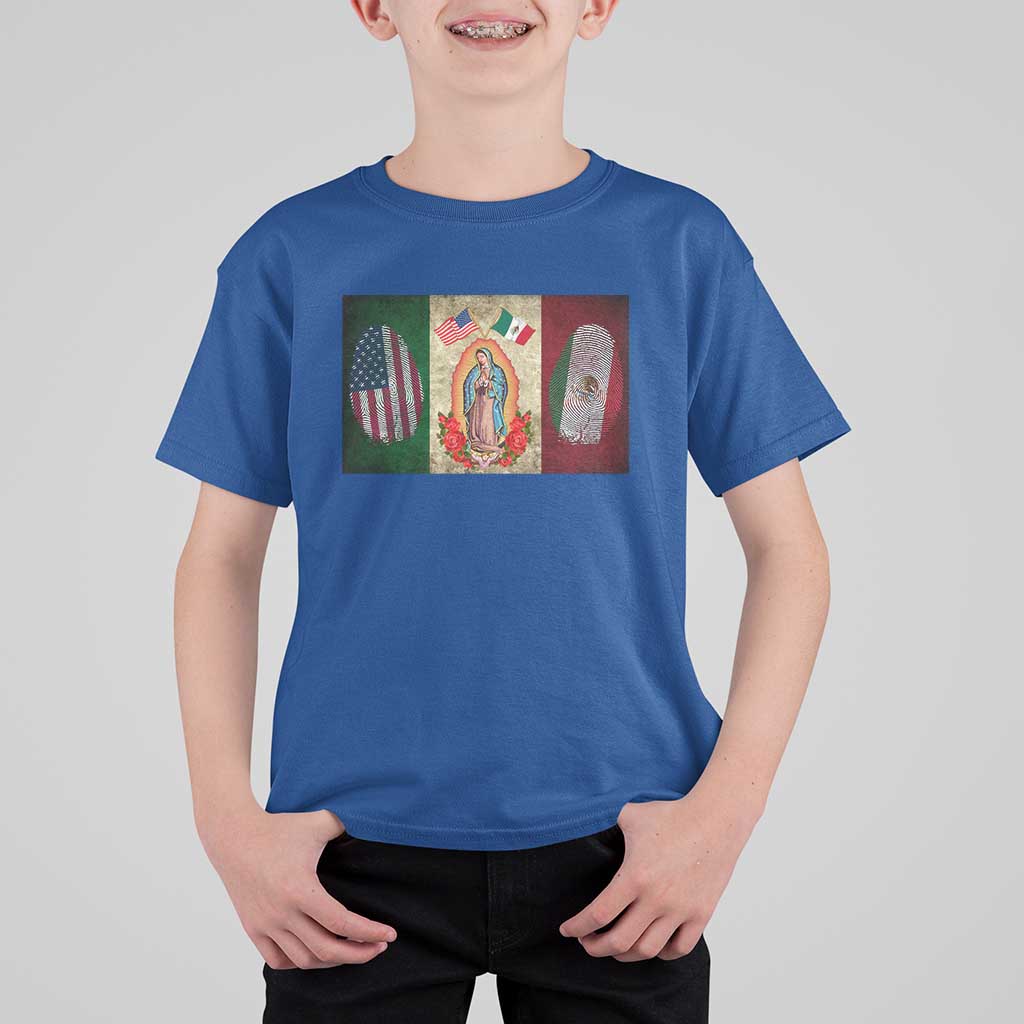 Mexico Flag T Shirt For Kid Virgin Mary Mexican American Patriotic Mexican Roots - Wonder Print Shop