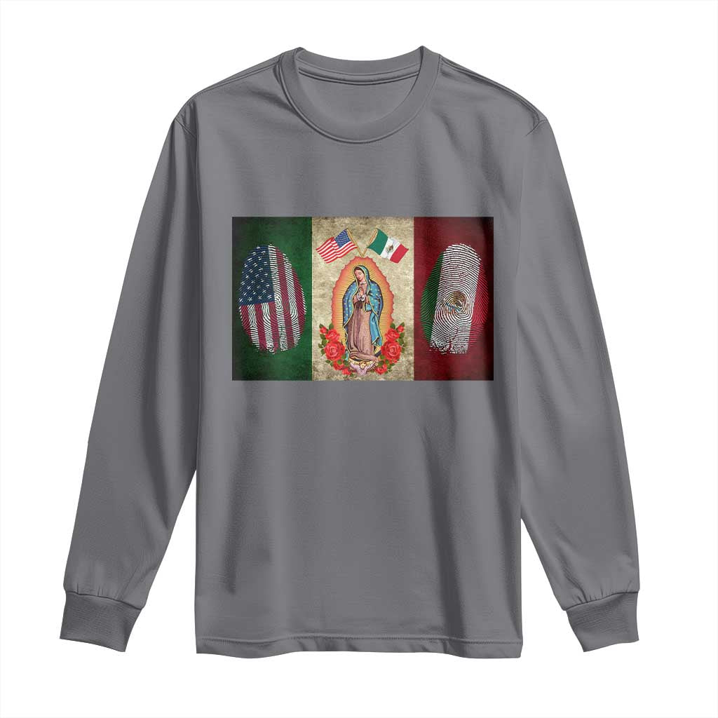 Mexico Flag Long Sleeve Shirt Virgin Mary Mexican American Patriotic Mexican Roots - Wonder Print Shop