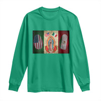 Mexico Flag Long Sleeve Shirt Virgin Mary Mexican American Patriotic Mexican Roots - Wonder Print Shop