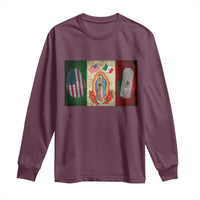 Mexico Flag Long Sleeve Shirt Virgin Mary Mexican American Patriotic Mexican Roots - Wonder Print Shop
