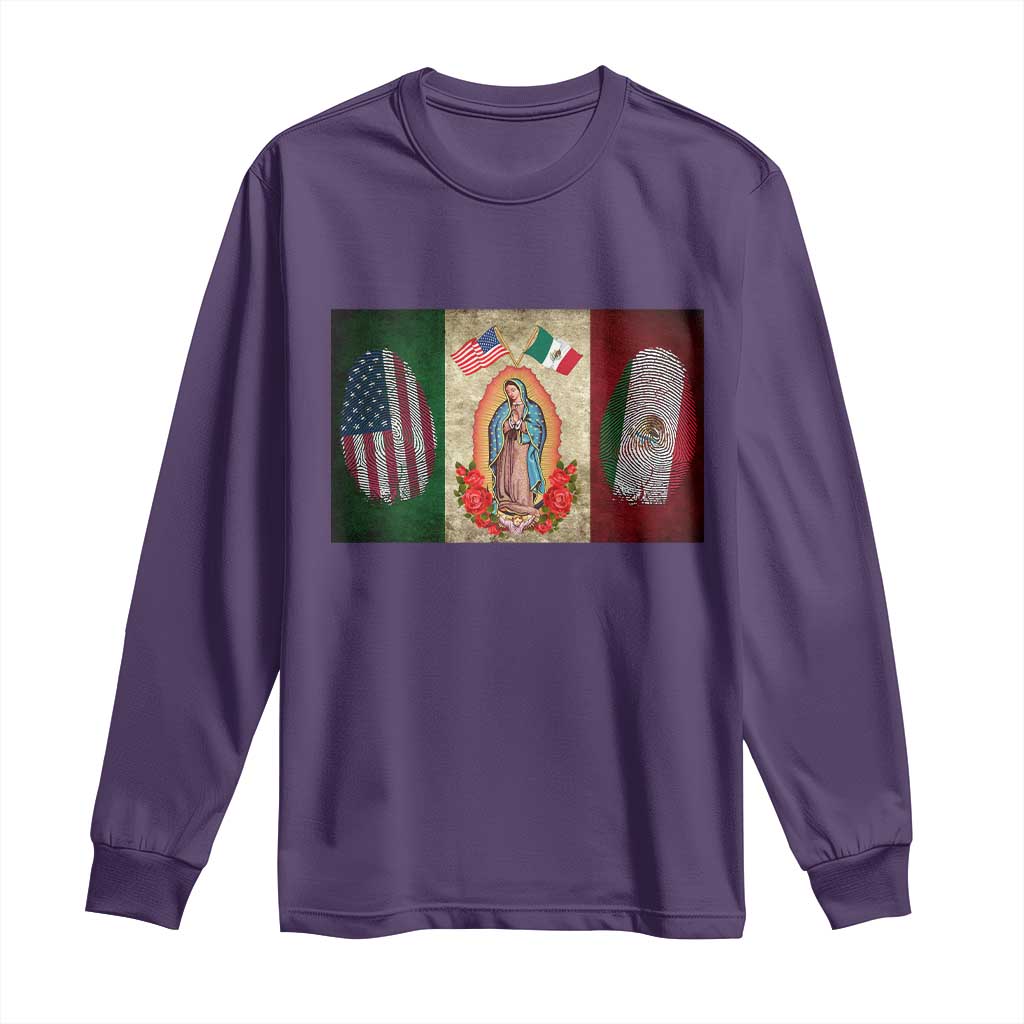 Mexico Flag Long Sleeve Shirt Virgin Mary Mexican American Patriotic Mexican Roots - Wonder Print Shop