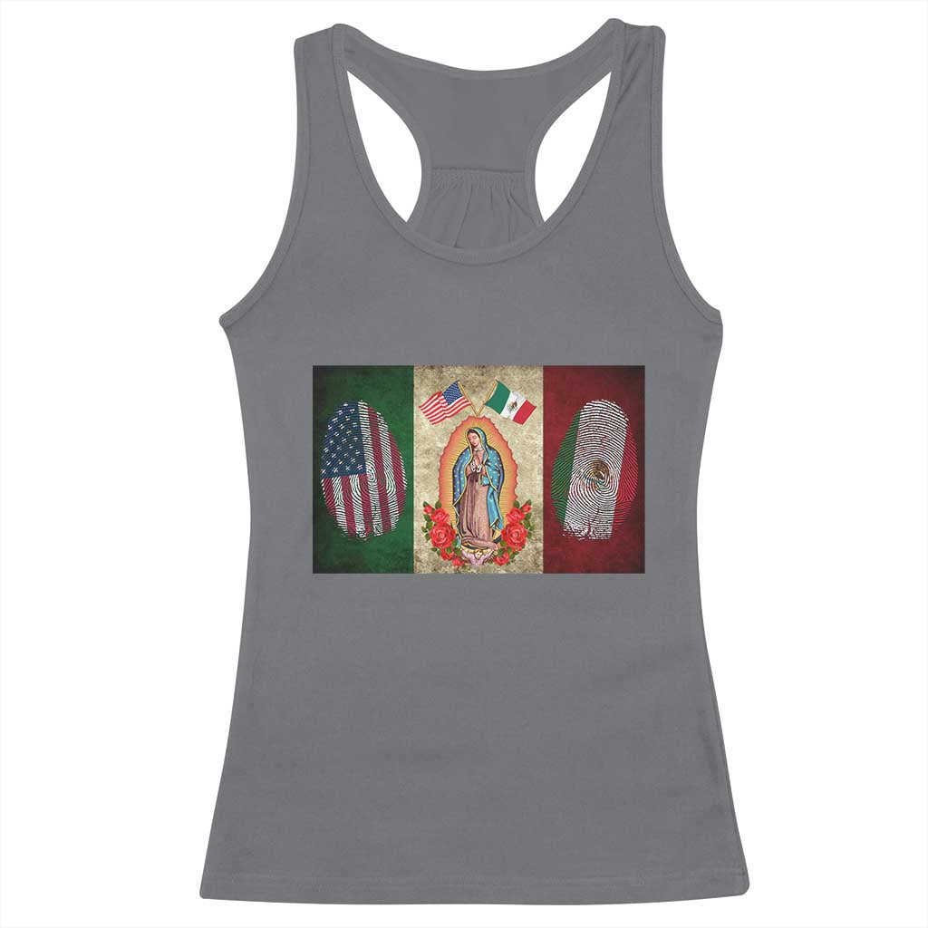 Mexico Flag Racerback Tank Top Virgin Mary Mexican American Patriotic Mexican Roots - Wonder Print Shop