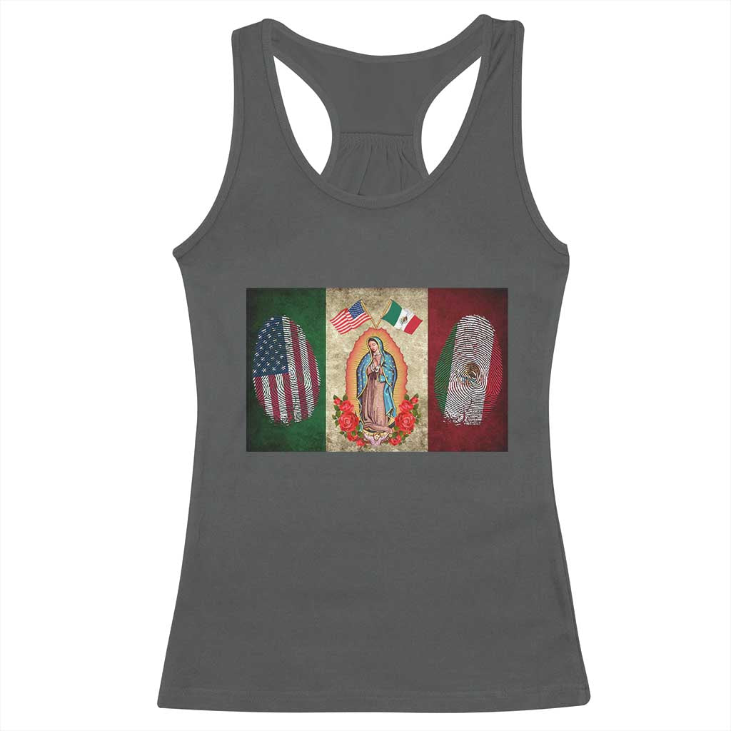 Mexico Flag Racerback Tank Top Virgin Mary Mexican American Patriotic Mexican Roots - Wonder Print Shop