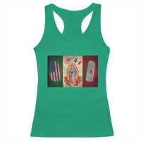 Mexico Flag Racerback Tank Top Virgin Mary Mexican American Patriotic Mexican Roots - Wonder Print Shop