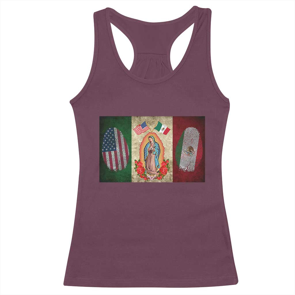 Mexico Flag Racerback Tank Top Virgin Mary Mexican American Patriotic Mexican Roots - Wonder Print Shop
