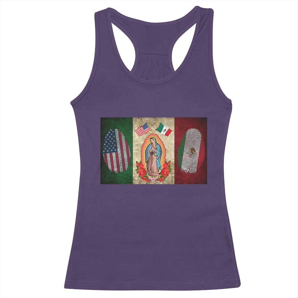 Mexico Flag Racerback Tank Top Virgin Mary Mexican American Patriotic Mexican Roots - Wonder Print Shop