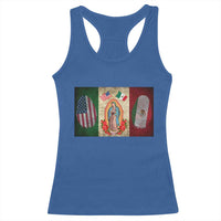 Mexico Flag Racerback Tank Top Virgin Mary Mexican American Patriotic Mexican Roots - Wonder Print Shop
