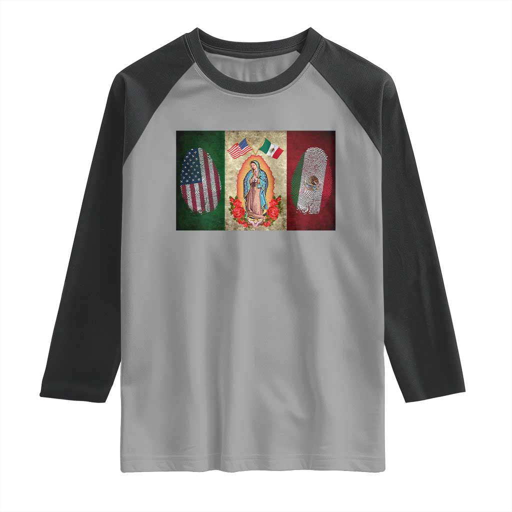 Mexico Flag Raglan Shirt Virgin Mary Mexican American Patriotic Mexican Roots - Wonder Print Shop