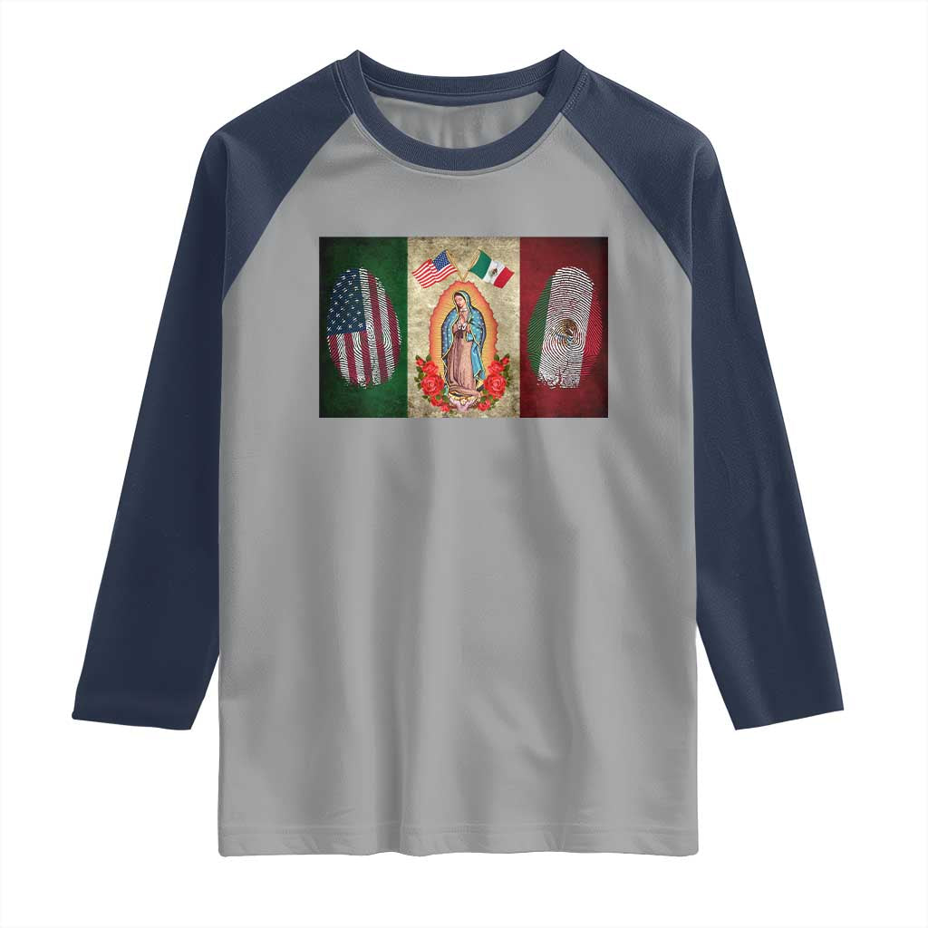 Mexico Flag Raglan Shirt Virgin Mary Mexican American Patriotic Mexican Roots - Wonder Print Shop