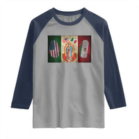 Mexico Flag Raglan Shirt Virgin Mary Mexican American Patriotic Mexican Roots - Wonder Print Shop