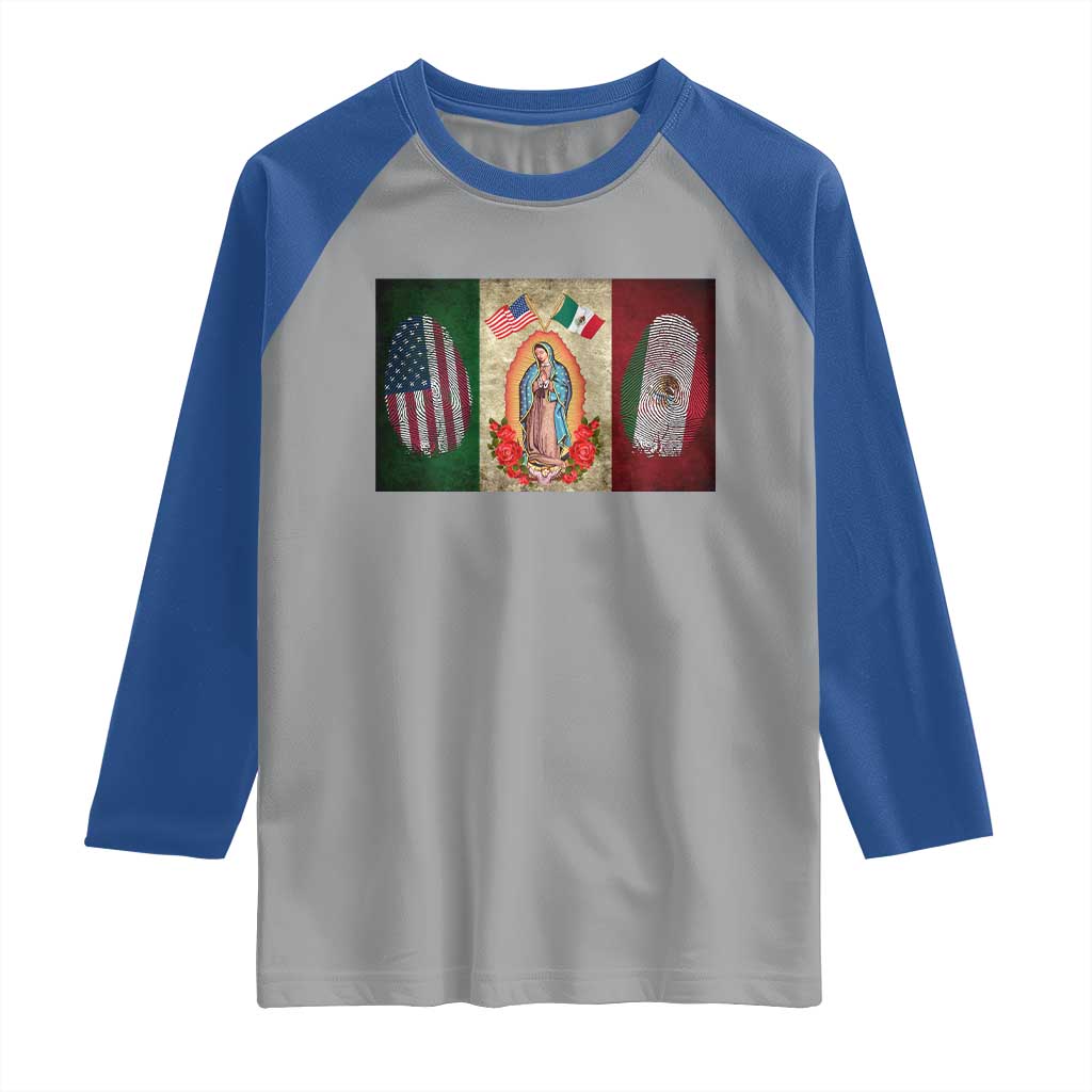 Mexico Flag Raglan Shirt Virgin Mary Mexican American Patriotic Mexican Roots - Wonder Print Shop