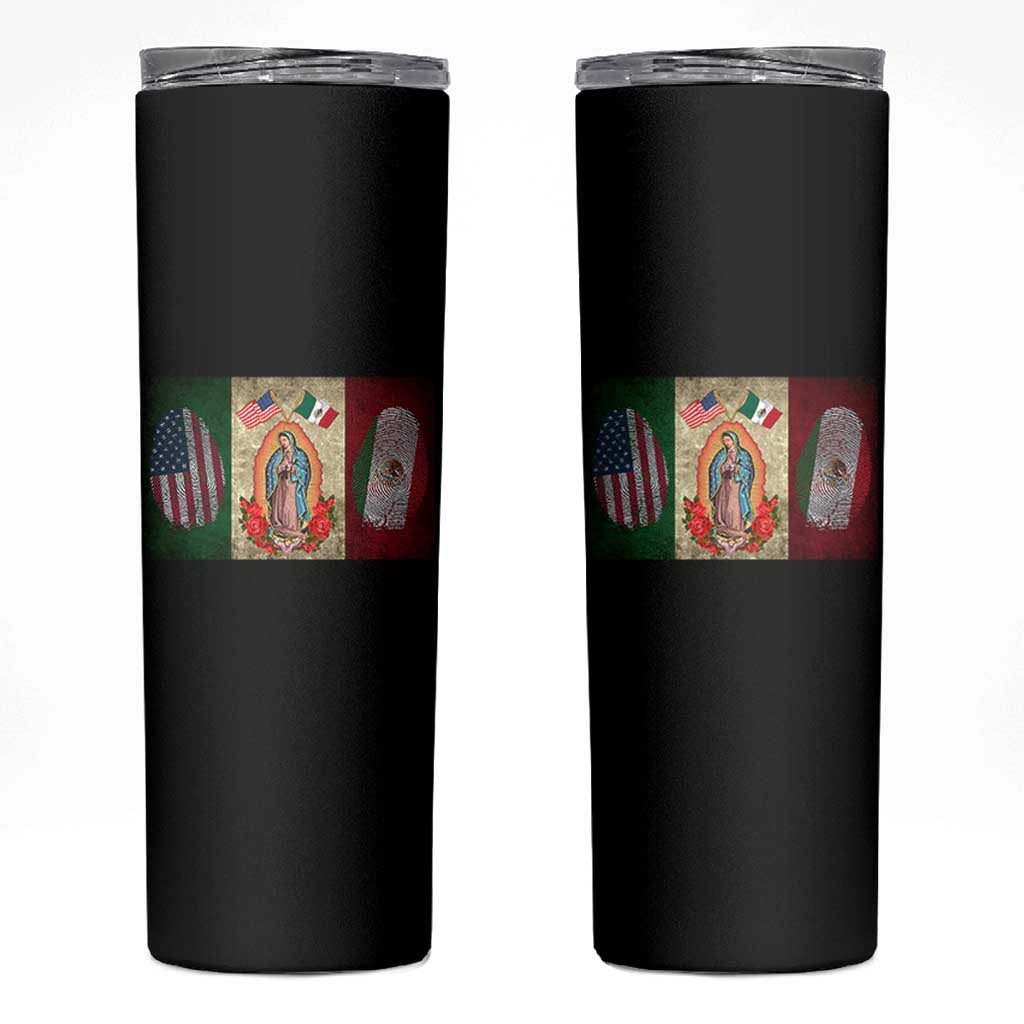 Mexico Flag Skinny Tumbler Virgin Mary Mexican American Patriotic Mexican Roots - Wonder Print Shop
