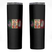 Mexico Flag Skinny Tumbler Virgin Mary Mexican American Patriotic Mexican Roots - Wonder Print Shop
