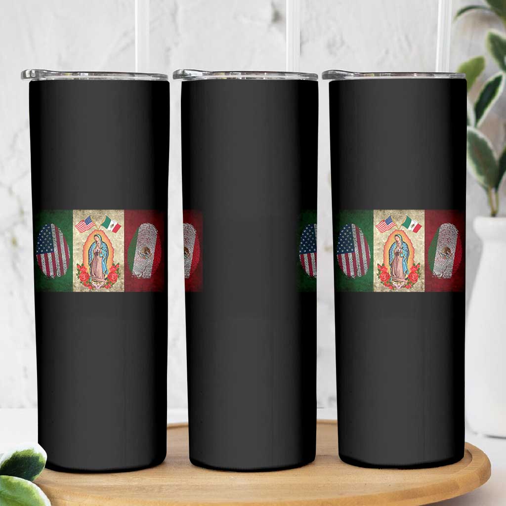 Mexico Flag Skinny Tumbler Virgin Mary Mexican American Patriotic Mexican Roots - Wonder Print Shop