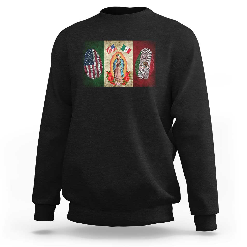 Mexico Flag Sweatshirt Virgin Mary Mexican American Patriotic Mexican Roots - Wonder Print Shop