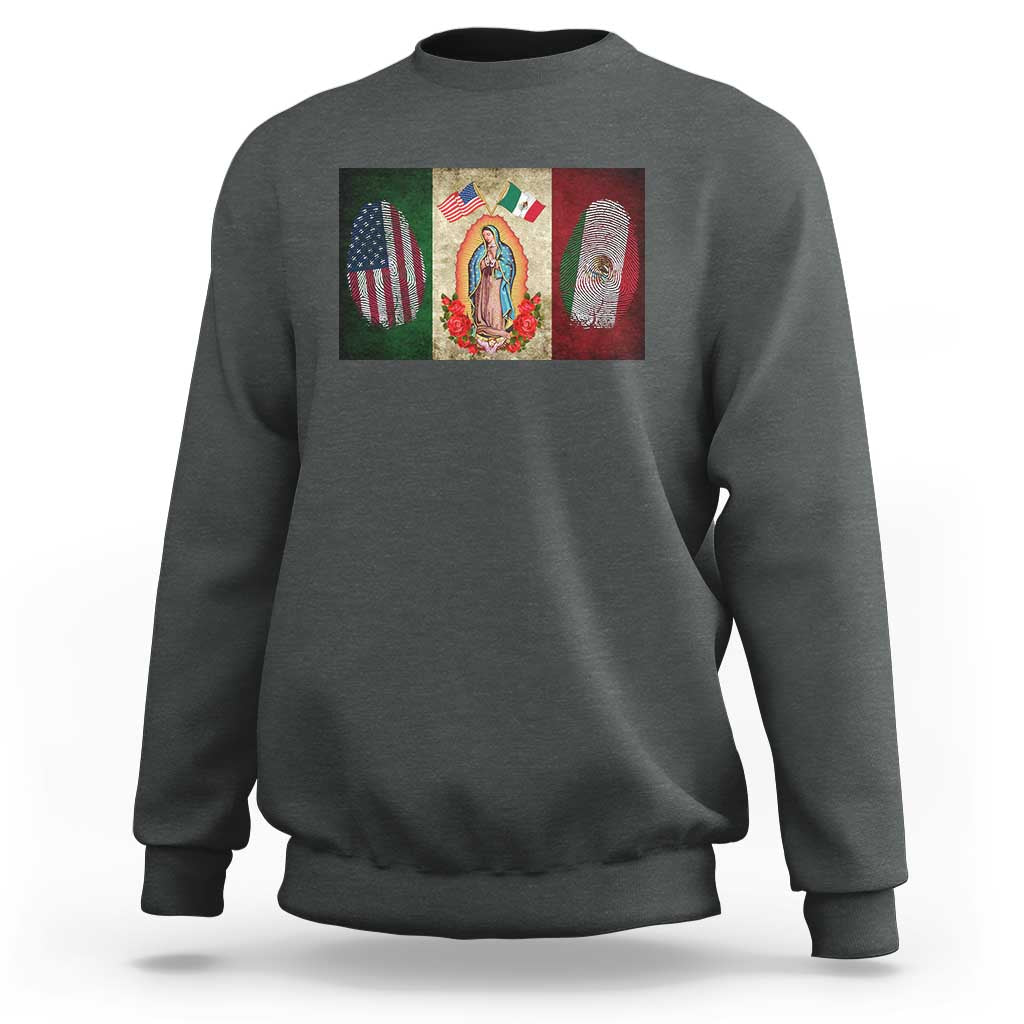 Mexico Flag Sweatshirt Virgin Mary Mexican American Patriotic Mexican Roots - Wonder Print Shop