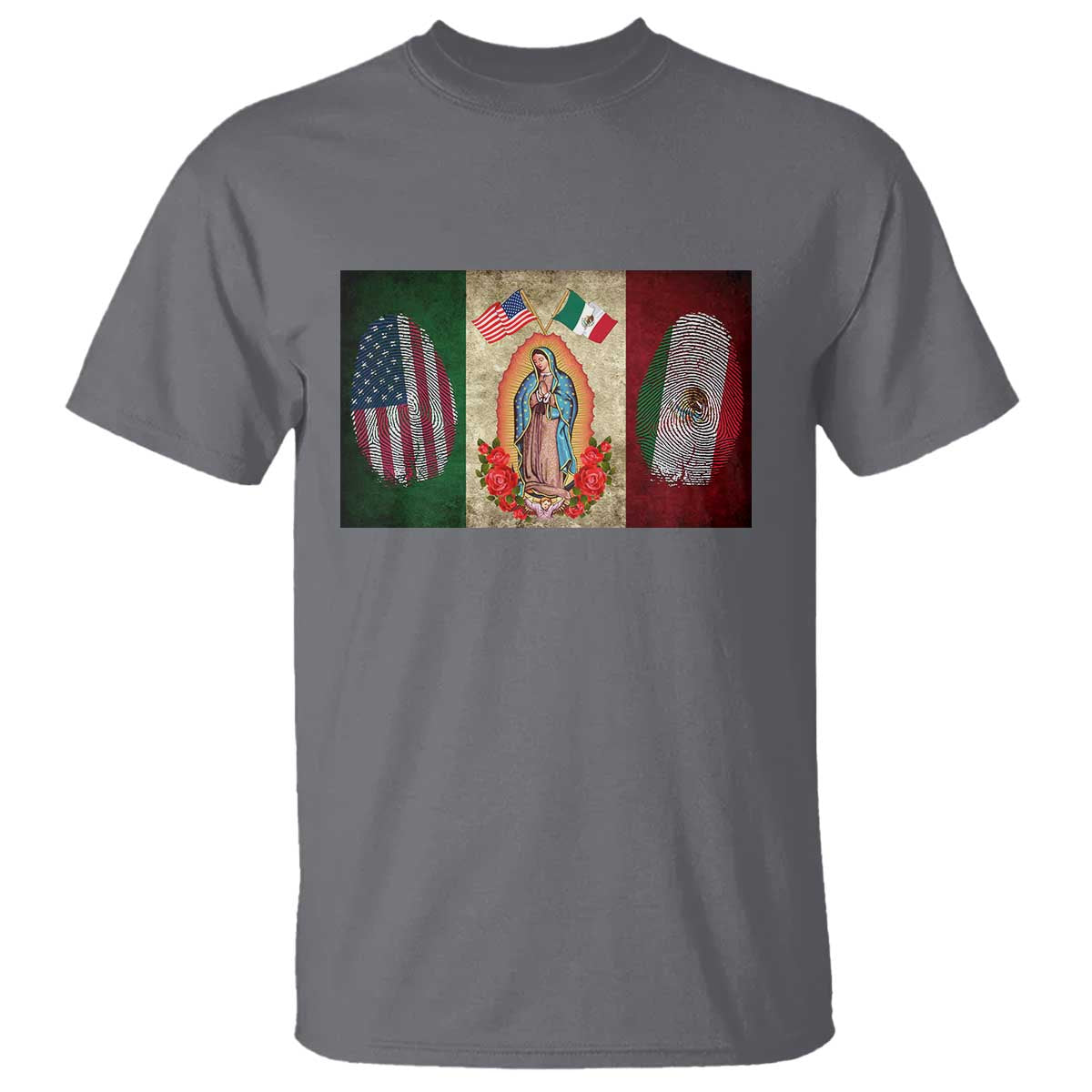 Mexico Flag T Shirt Virgin Mary Mexican American Patriotic Mexican Roots - Wonder Print Shop