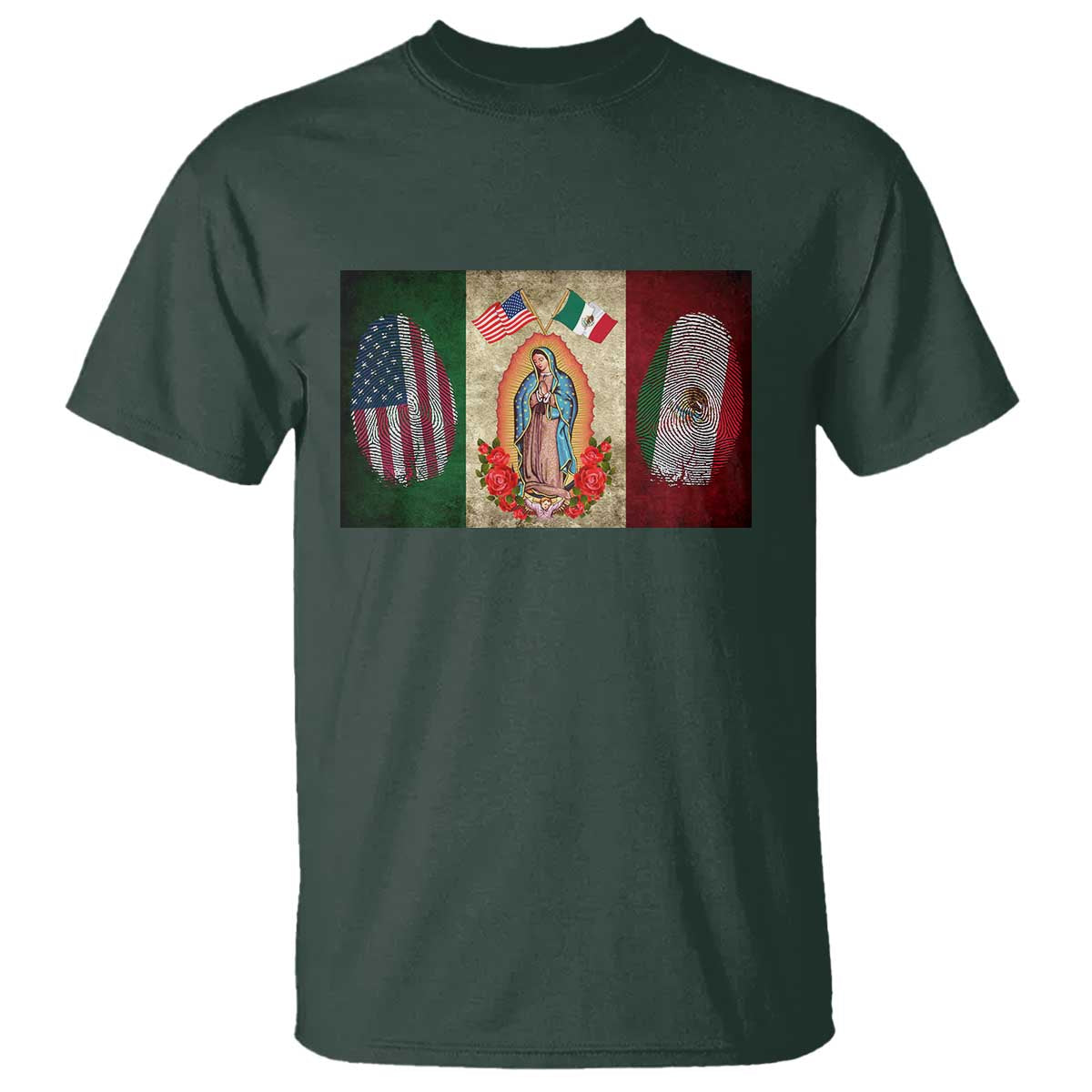 Mexico Flag T Shirt Virgin Mary Mexican American Patriotic Mexican Roots - Wonder Print Shop