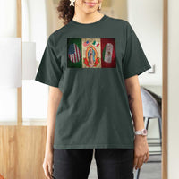 Mexico Flag T Shirt For Women Virgin Mary Mexican American Patriotic Mexican Roots - Wonder Print Shop