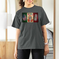 Mexico Flag T Shirt For Women Virgin Mary Mexican American Patriotic Mexican Roots - Wonder Print Shop
