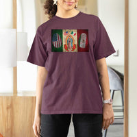 Mexico Flag T Shirt For Women Virgin Mary Mexican American Patriotic Mexican Roots - Wonder Print Shop