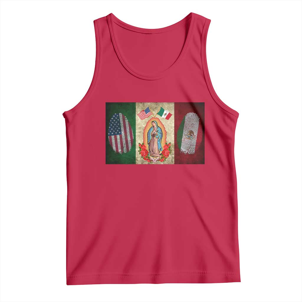 Mexico Flag Tank Top Virgin Mary Mexican American Patriotic Mexican Roots - Wonder Print Shop