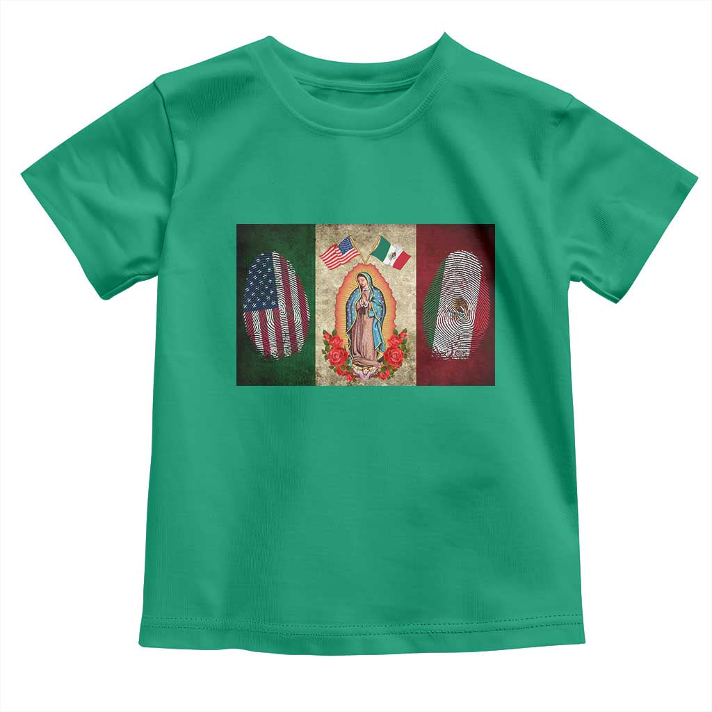 Mexico Flag Toddler T Shirt Virgin Mary Mexican American Patriotic Mexican Roots - Wonder Print Shop