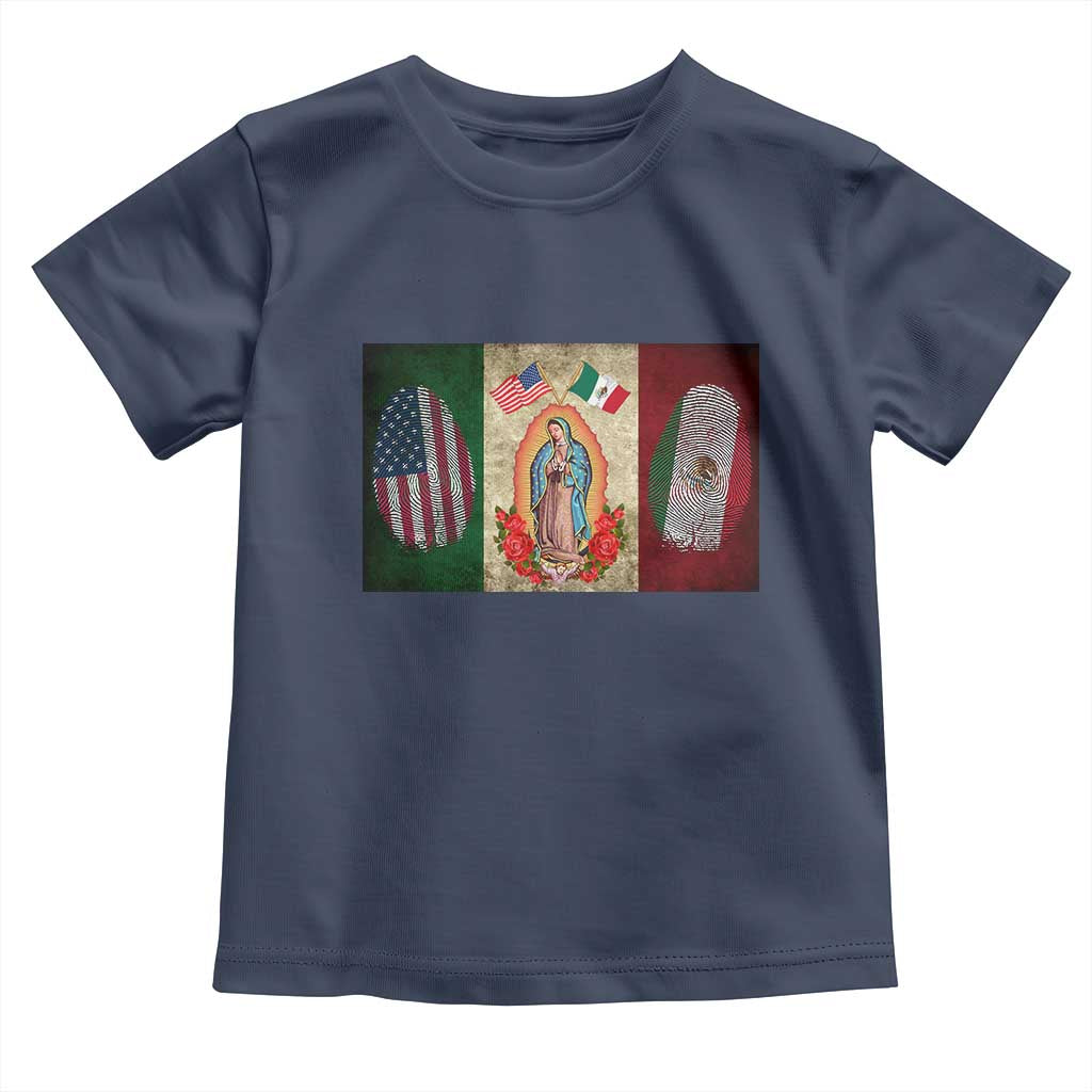 Mexico Flag Toddler T Shirt Virgin Mary Mexican American Patriotic Mexican Roots - Wonder Print Shop